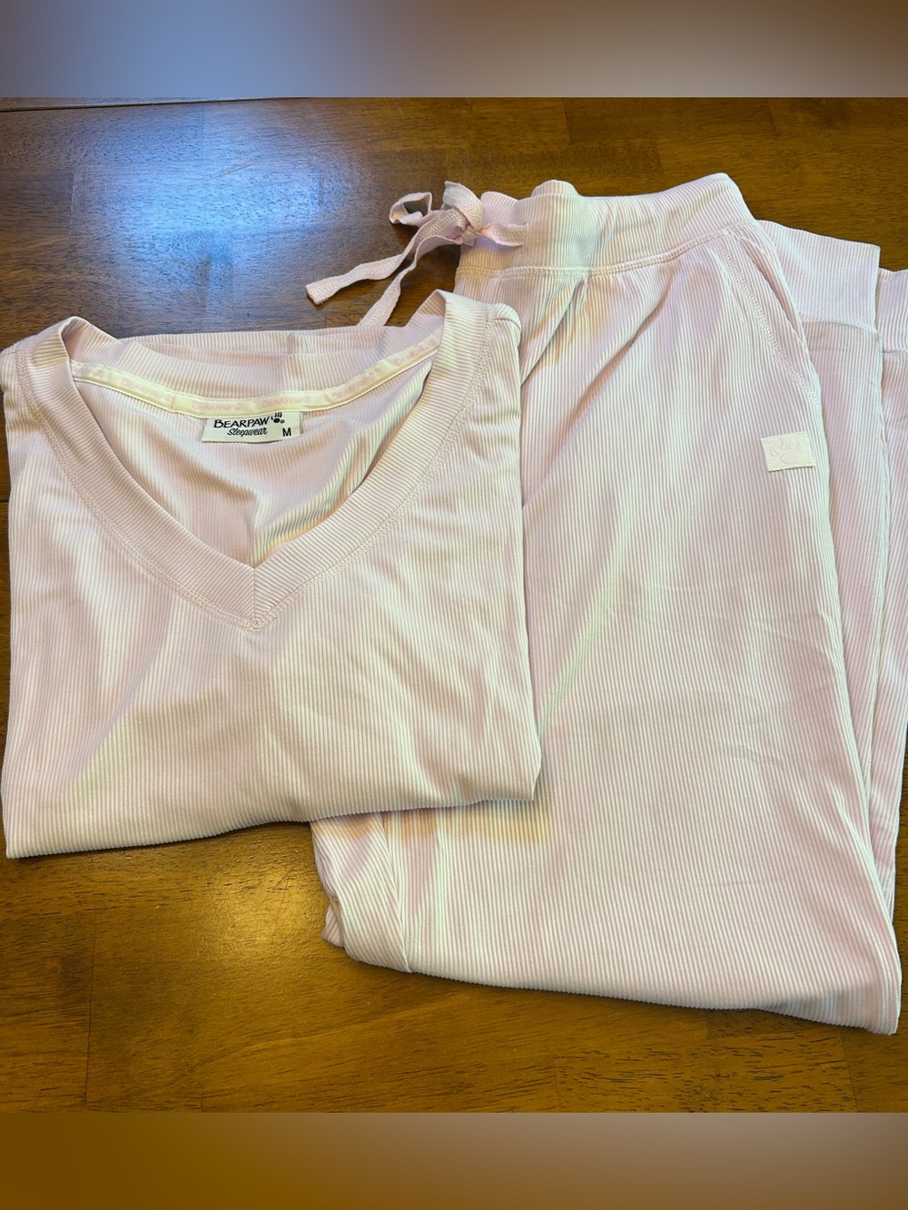 Women’s Medium BearPaw Pink Ribbed Sleepwear Pajamas Set